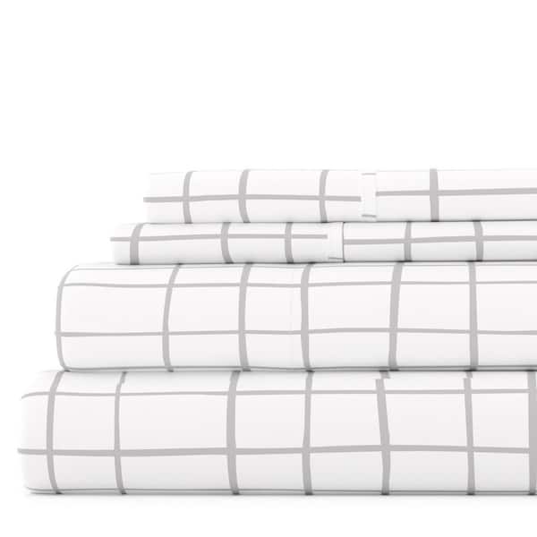 Becky Cameron Premium Ultra Soft 4-Piece Light Gray Crossroad Pattern Microfiber Twin Sheet Set