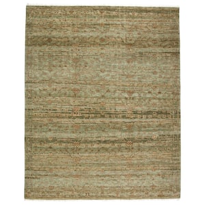 Augusta Green/Gold 6 ft. x 9 ft. Floral Wool Rectangle Area Rug
