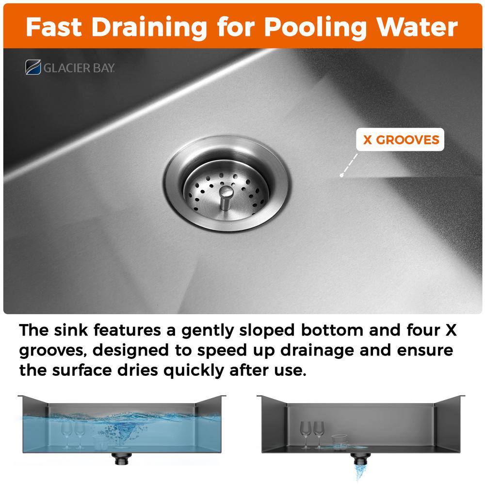 Gunmetal Black Stainless Steel Single Bowl Undermount Kitchen Sink with Faucet