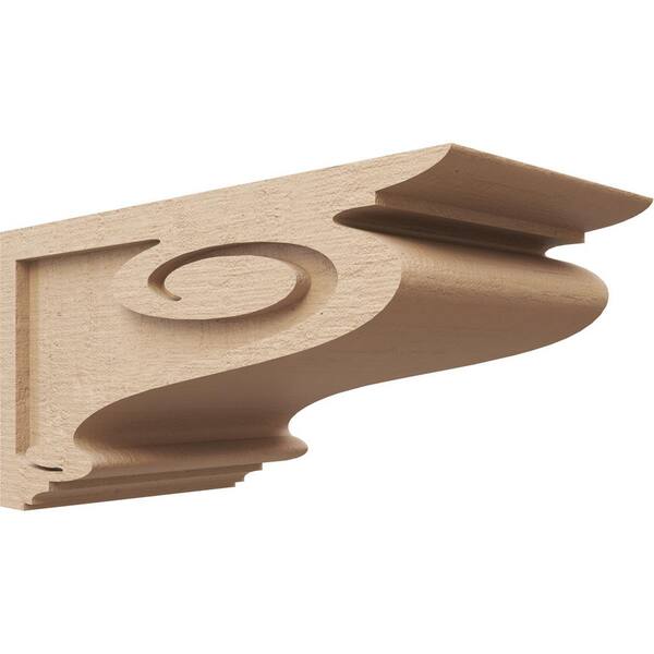 Ekena Millwork 9-in. x 18-in. x 9-in. Series 3 Wide Scroll Rough Cedar Woodgrain Timberthane Polyurethane Corbel, Primed Tan