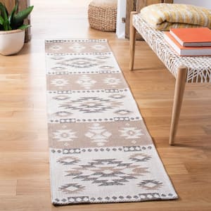 Augustine Taupe/Cream 2 ft. x 11 ft. Ikat Western Runner Rug
