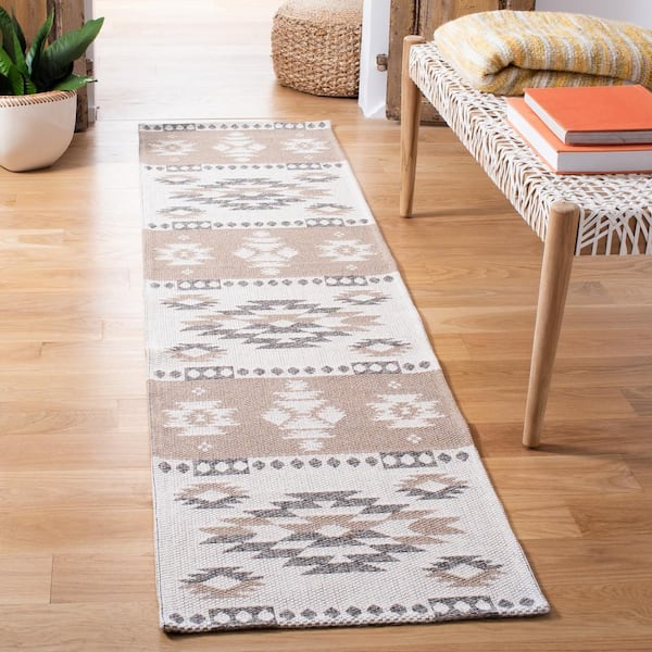 Augustine Taupe/Cream 2 ft. x 11 ft. Ikat Western Runner Rug