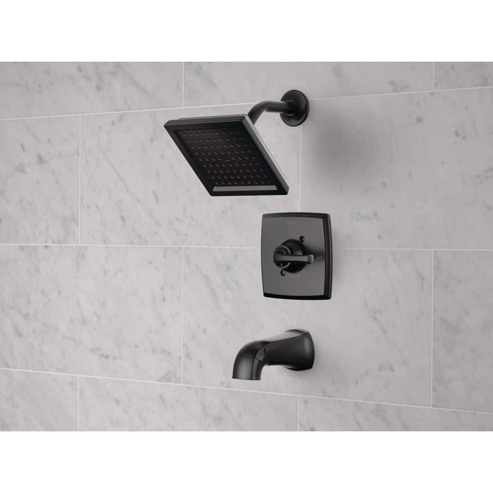 Matte Black Square Wall Mounted Tub and Shower Faucet Set