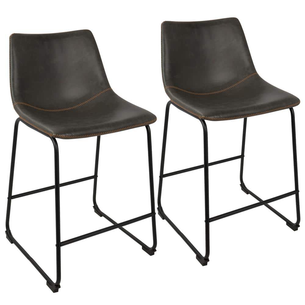 Lumisource Duke Black and Grey Industrial Counter Stool B26-DUKZ BK+GY2 -  The Home Depot