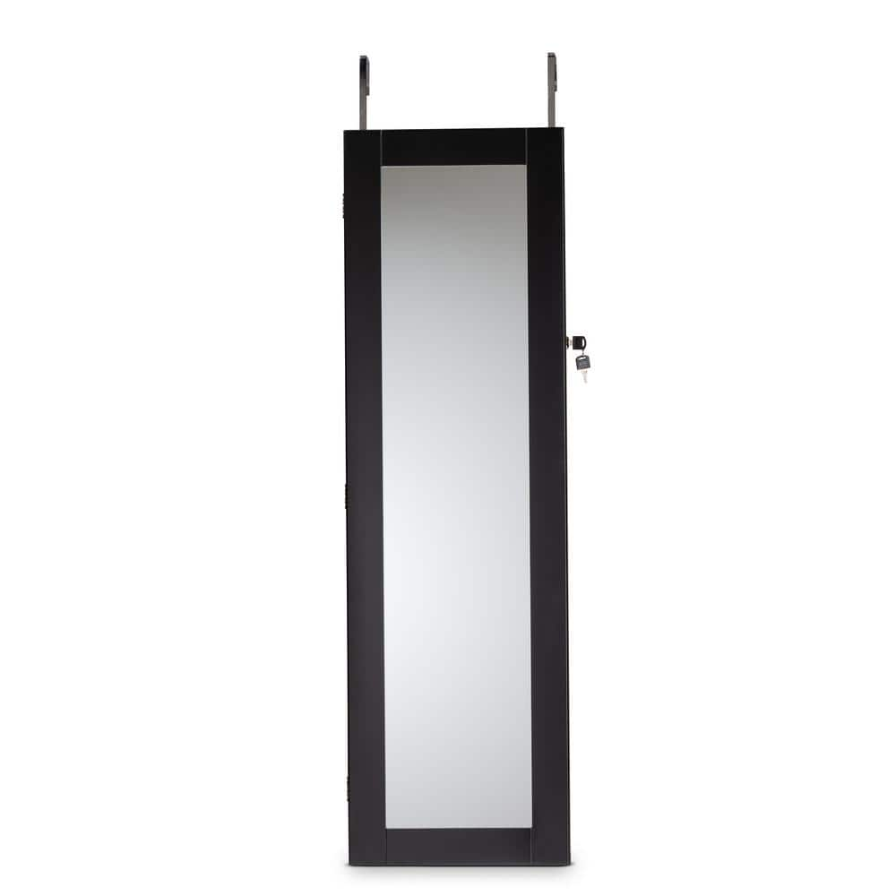 Richelle Wood Hanging Jewelry Armoire with Mirror Black - Baxton Studio: Wall-Mounted Storage, Metal & MDF Frame