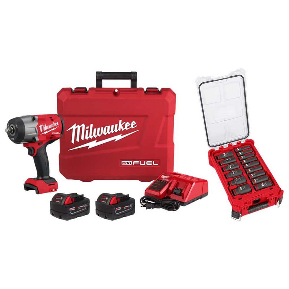 M18 FUEL 18V Lithium-Ion Brushless Cordless High-Torque 1/2 in. Impact Wrench w/Friction Ring Kit and Impact Socket Set price history on PriceWatchPro