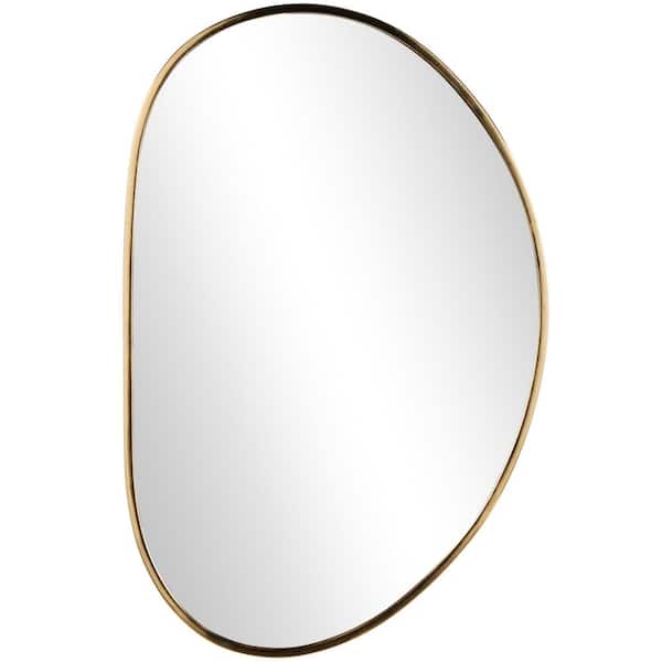 Litton Lane 20 in. H x 31 in. W Oval Minimalistic Oval Framed Gold Wall Mirror