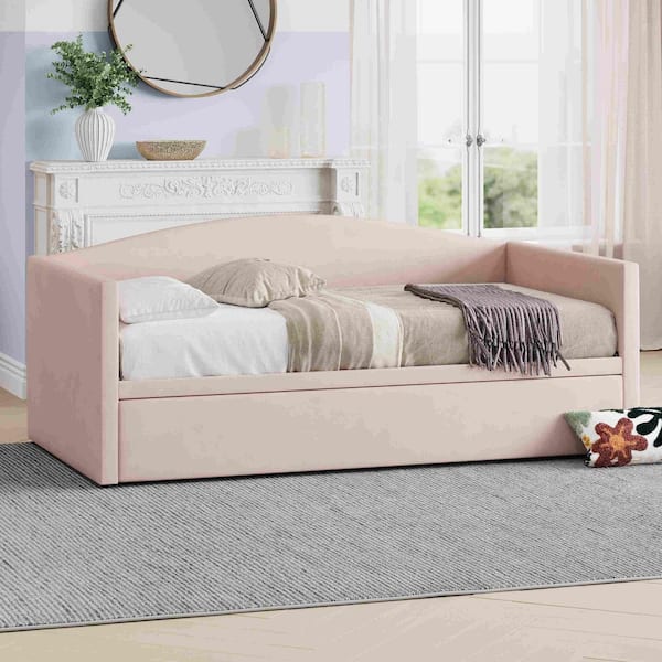 Pink Twin Size Daybed with Extended Pop Up Trundle