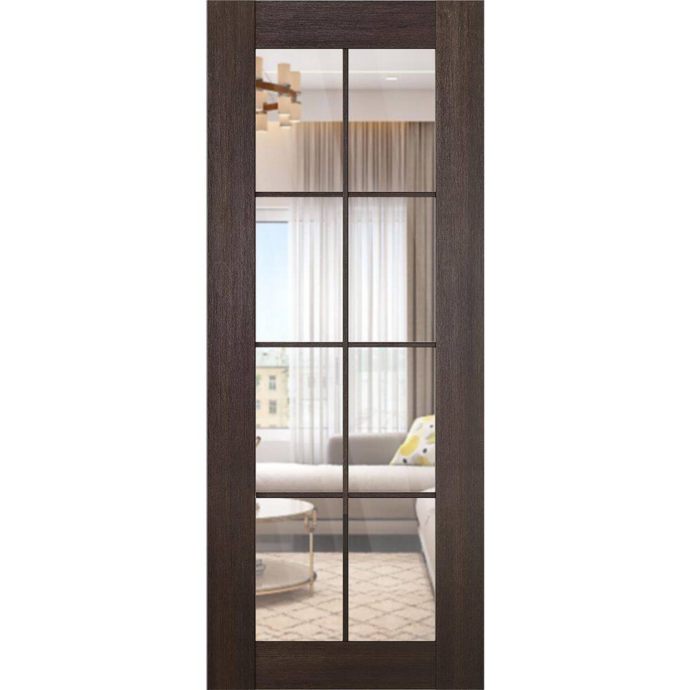 Vona 8 Lite 18 in. x 96 in. Veralinga Oak 8-Lite Clear Glass Composite Solid Core Wood Interior Door Slab price history on PriceWatchPro