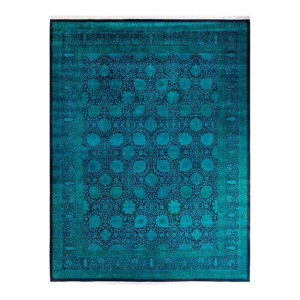 Overdyed Blue 9 ft. 1 in. x 12 ft. Wool Indoor Area Rug
