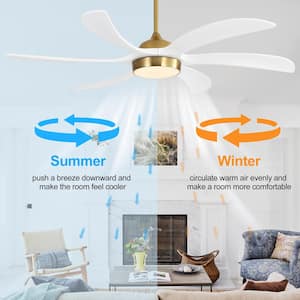 Future 65 in. Integrated LED Indoor Gold and White downrod Mount Ceiling Fan with Light Kit and Remote Control