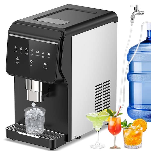 12.2 in. Stainless Steel 62 lb./24 H Freestanding Countertop Chewable Pellet Ice Maker Crescent Ice Cubes
