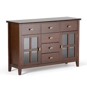 Artisan Solid Wood 54 in. Wide Transitional Sideboard Buffet Credenza in Russet Brown