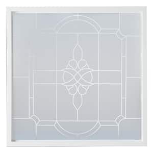 47.5 in. x 47.5 in. Victorian Silkscreened Decorative Glass White Vinyl New Construction Frame Window