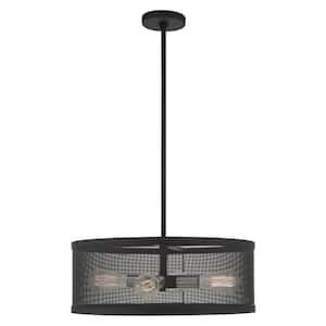 Industro 4 Light Black with Brushed Nickel Accents Chandelier