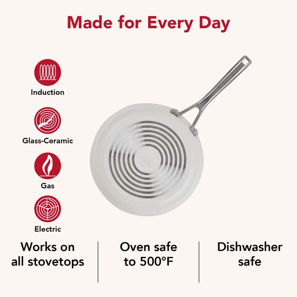 10-Piece Hard-Anodized Aluminum Ceramic Nonstick Induction Cookware Set Porcelain White