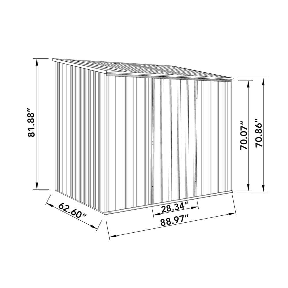 Woodland Gray 7' x 5' Metal Storage Shed with Sliding Door