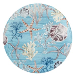 Beyond the Shore 3.5 in. Multi-Colored Earthenware Round Platter
