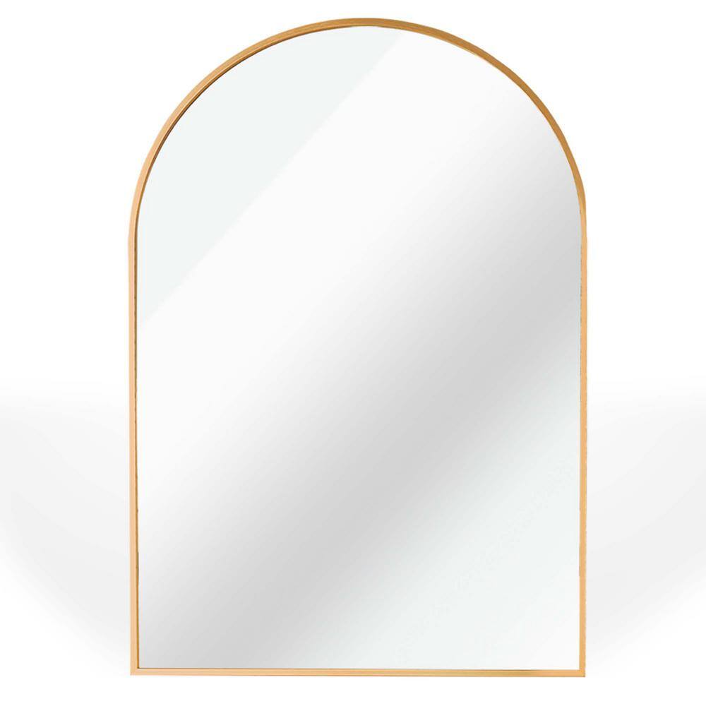 24 in. W x 36 in. H Arched Wall Mirror Suitable for Bedroom, Metal Framed L