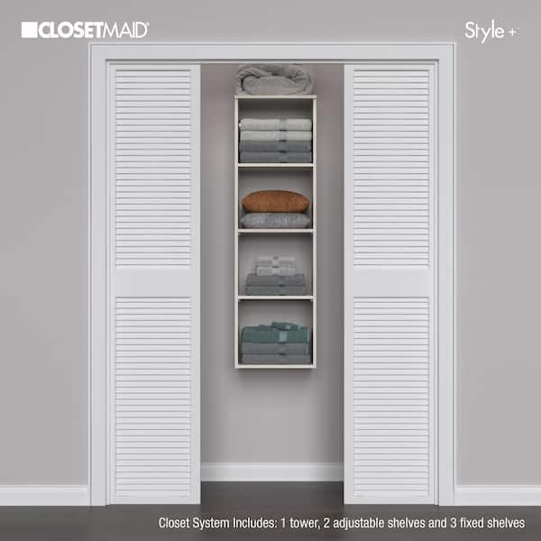 Style+ 17 in. W Bleached Walnut Hanging Wood Closet Tower