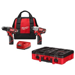 M12 12V Lithium-Ion Cordless Drill Driver/Impact Driver Combo Kit (2-Tool) w/PACKOUT Customizable Tool Box