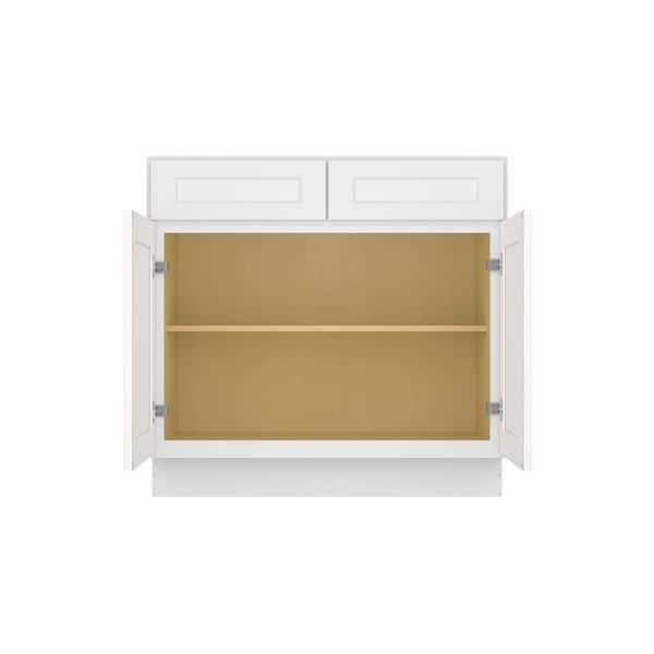 36 in. W 24 in. H 34.5 in. D Ready to Assemble Plywood Base Kitchen Cabinet in Painted White with 2-Door