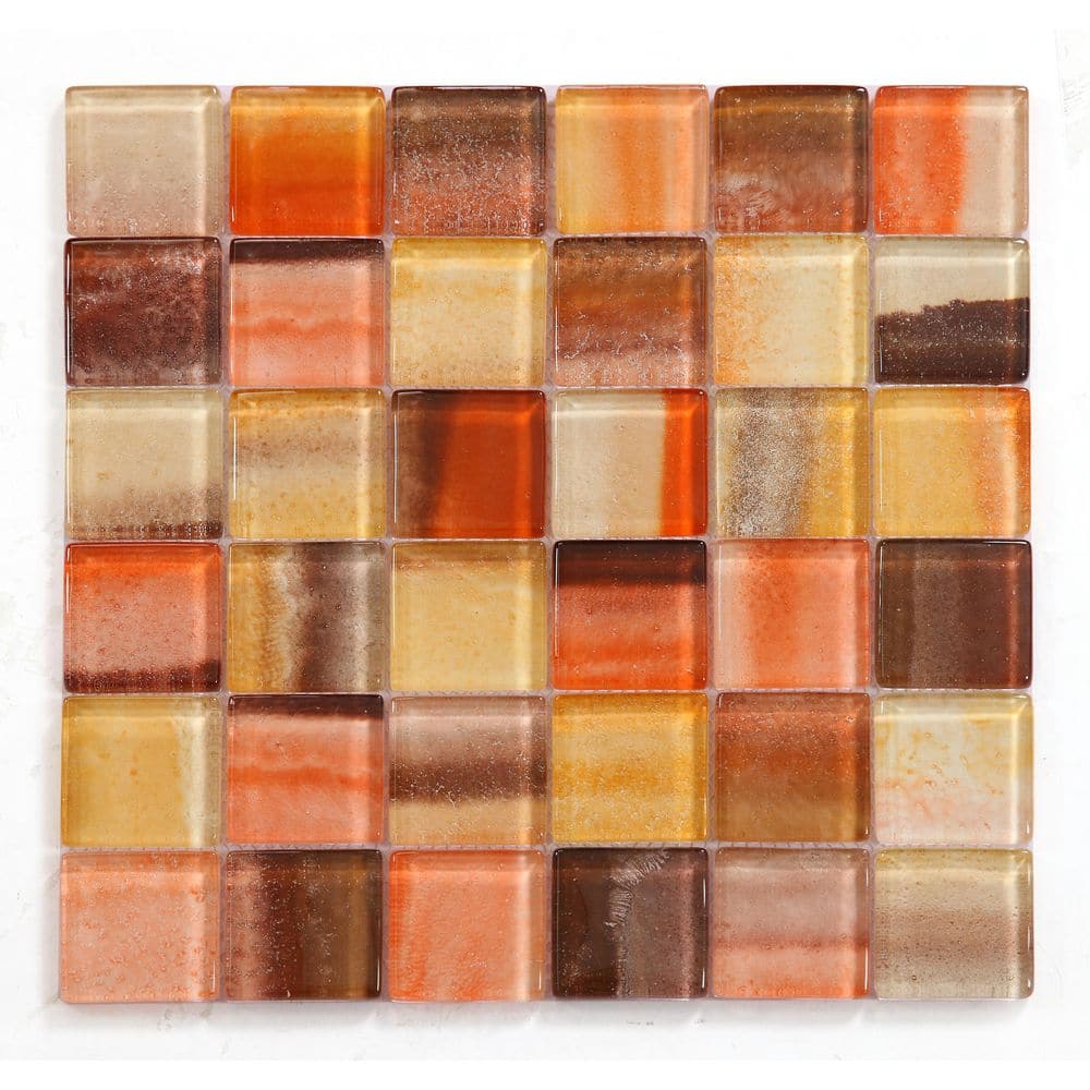 Warm Blend 12 in. X 12 in. Glossy Brown Glass Mosaic Wall Tile(16 sq. ft./Case) price history on PriceWatchPro
