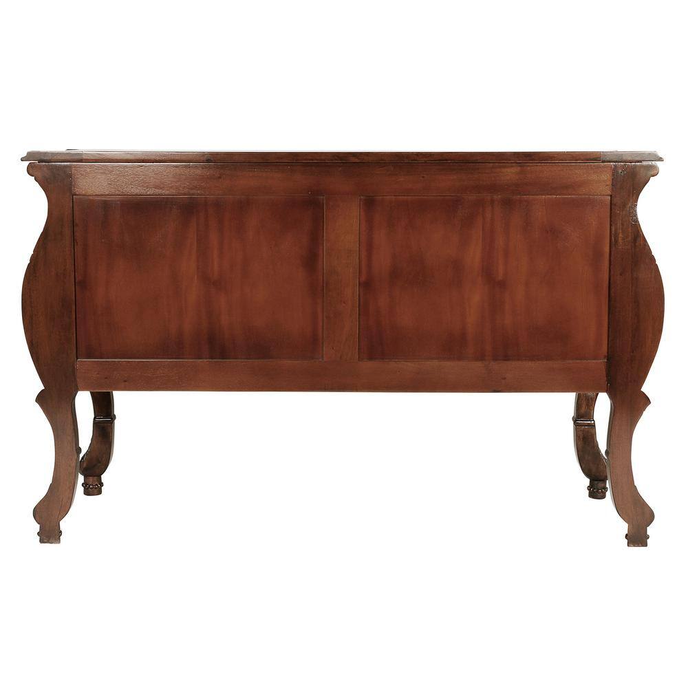 Hand-Carved Mahogany Bombe Console with Storage Drawers