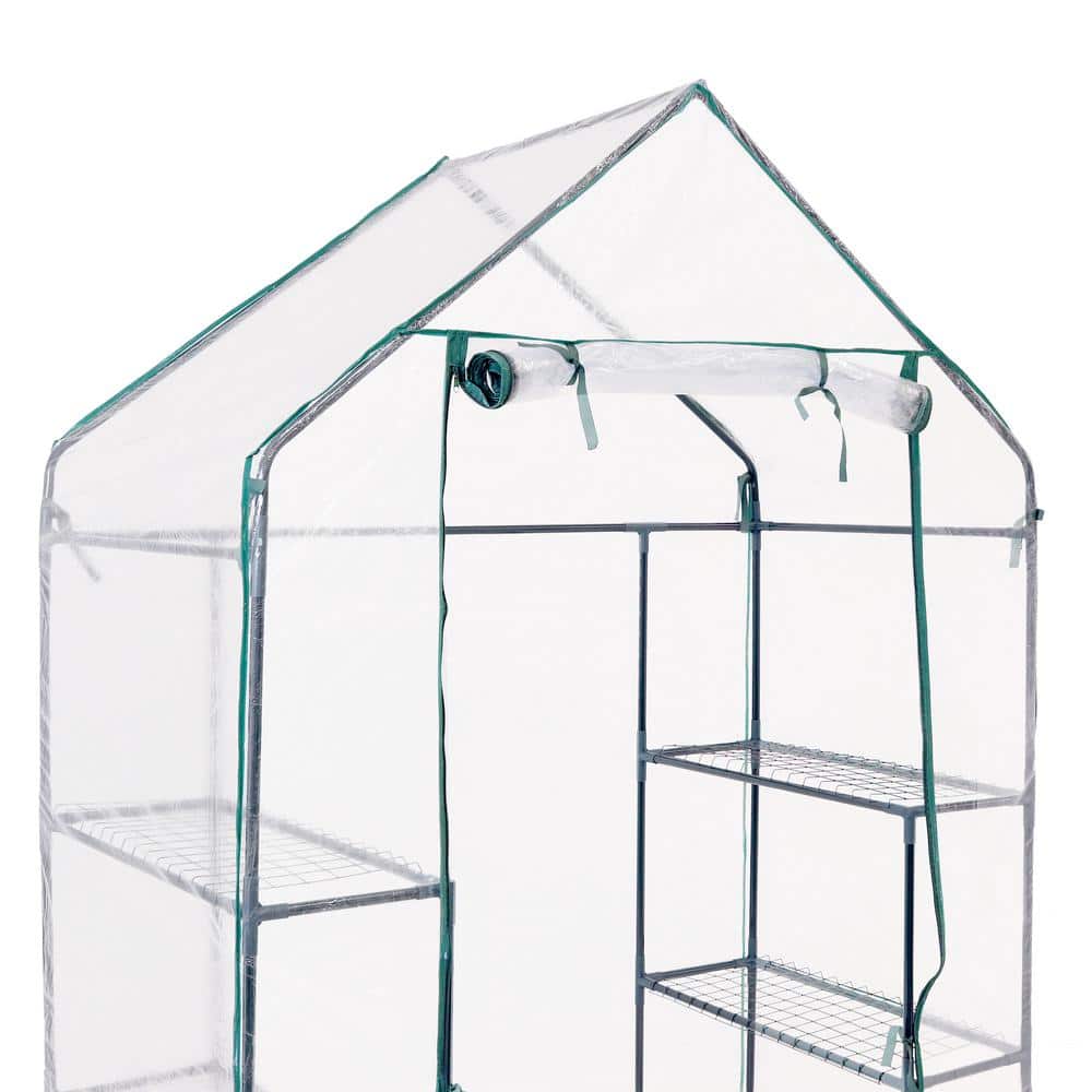 Clear PVC Outdoor Walk-In Greenhouse with 4 Shelves