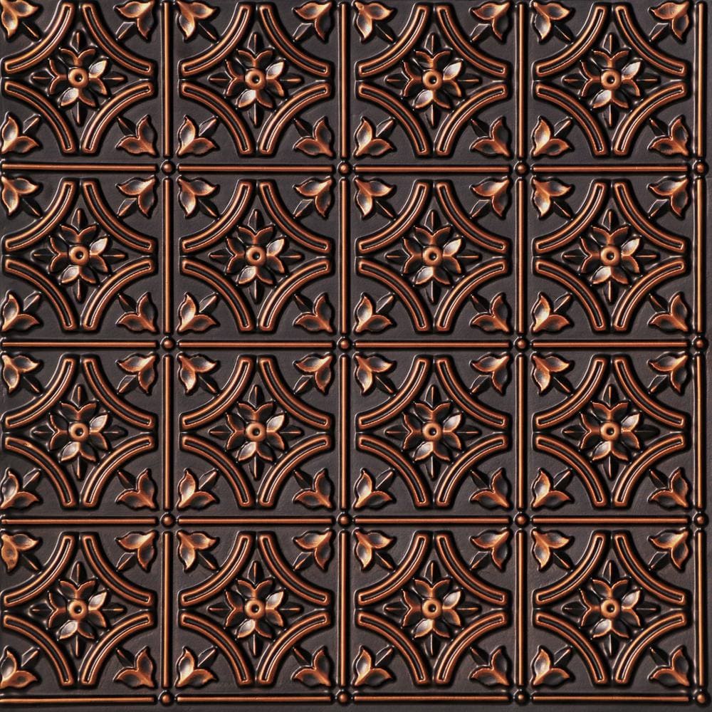 Gothic Reims Antique Copper 2-ft x 2-ft Faux Tin Ceiling Tile