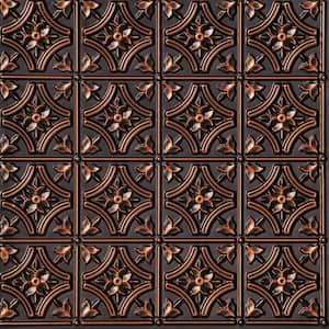 Gothic Reams 2 ft. x 2 ft. Glue Up PVC Ceiling Tile in Antique Copper (200 sq. ft./case)