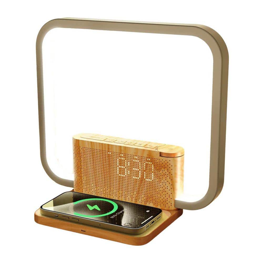 White Sunrise Alarm Clock with Wireless Charger, Wake Up Light