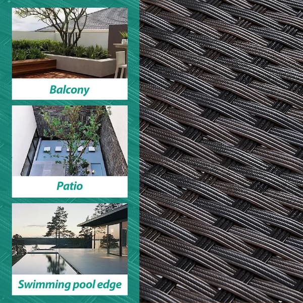 7-Piece Wicker Outdoor Patio Conversation Sectional Seating Set with Pine Green Cushions