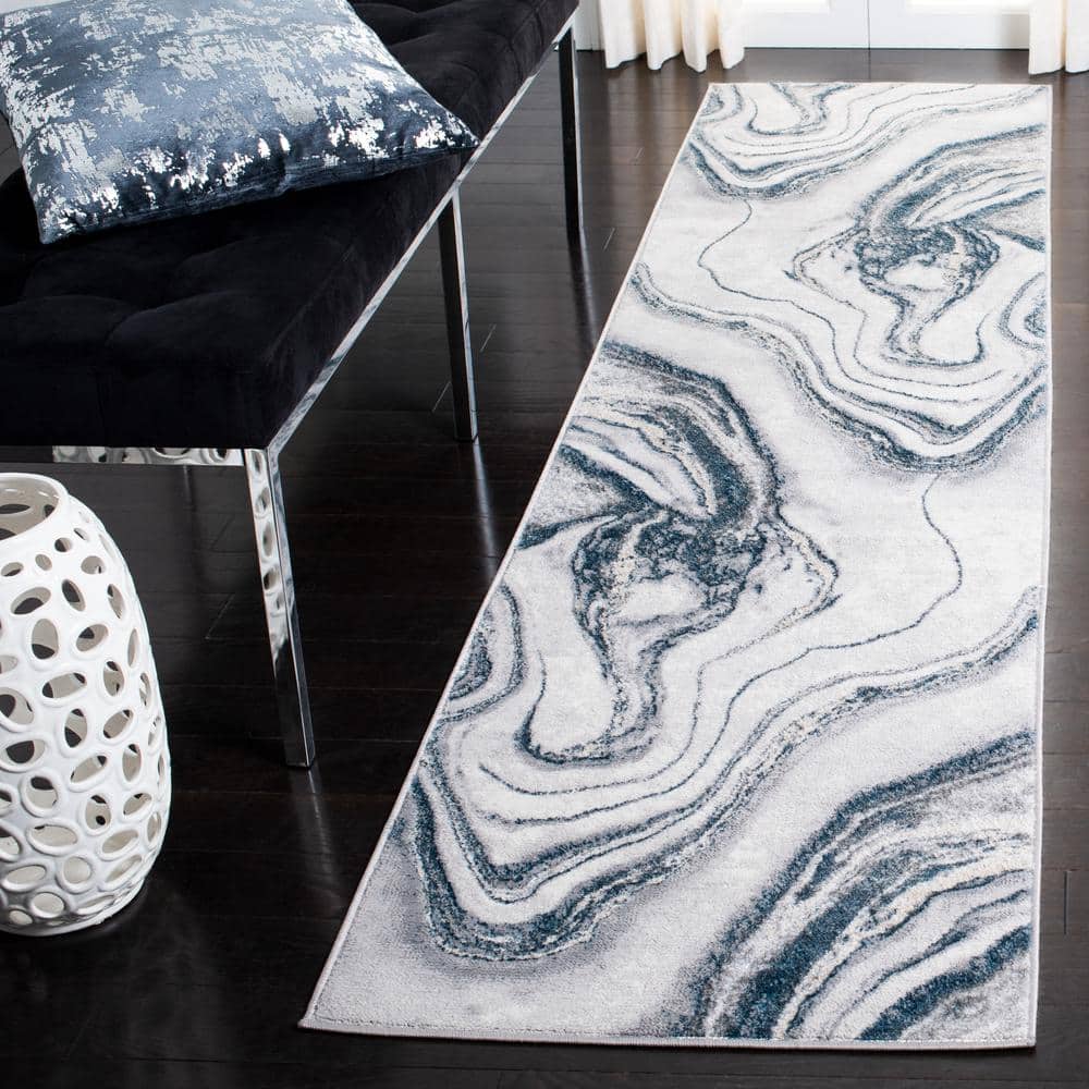 Orchard 2 ft. x 13 ft. Gray/Blue Oversized Marble Runner Rug price history on PriceWatchPro
