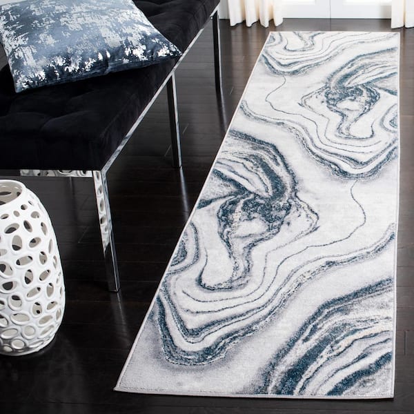 Orchard Gray/Blue 2 ft. x 21 ft. Abstract Runner Rug