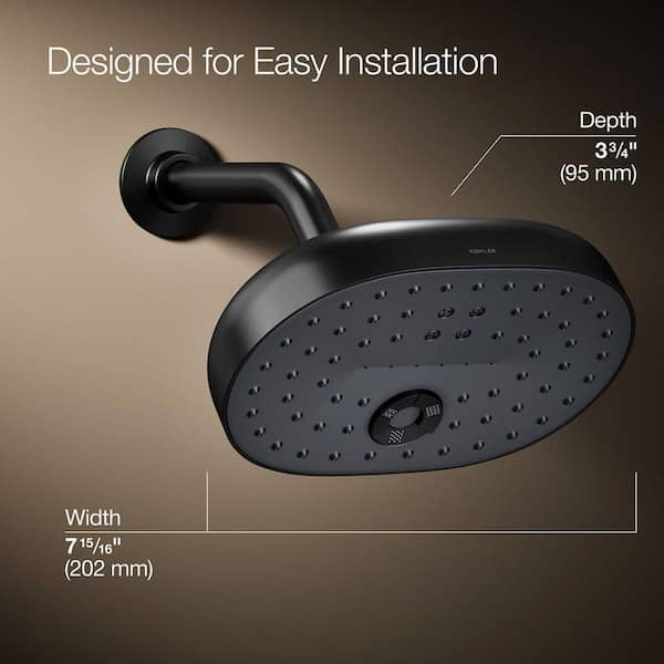 KOHLER Statement 3-Spray Patterns with 2.5 GPM 8 in. Wall Mount Fixed Shower Head in Matte Black