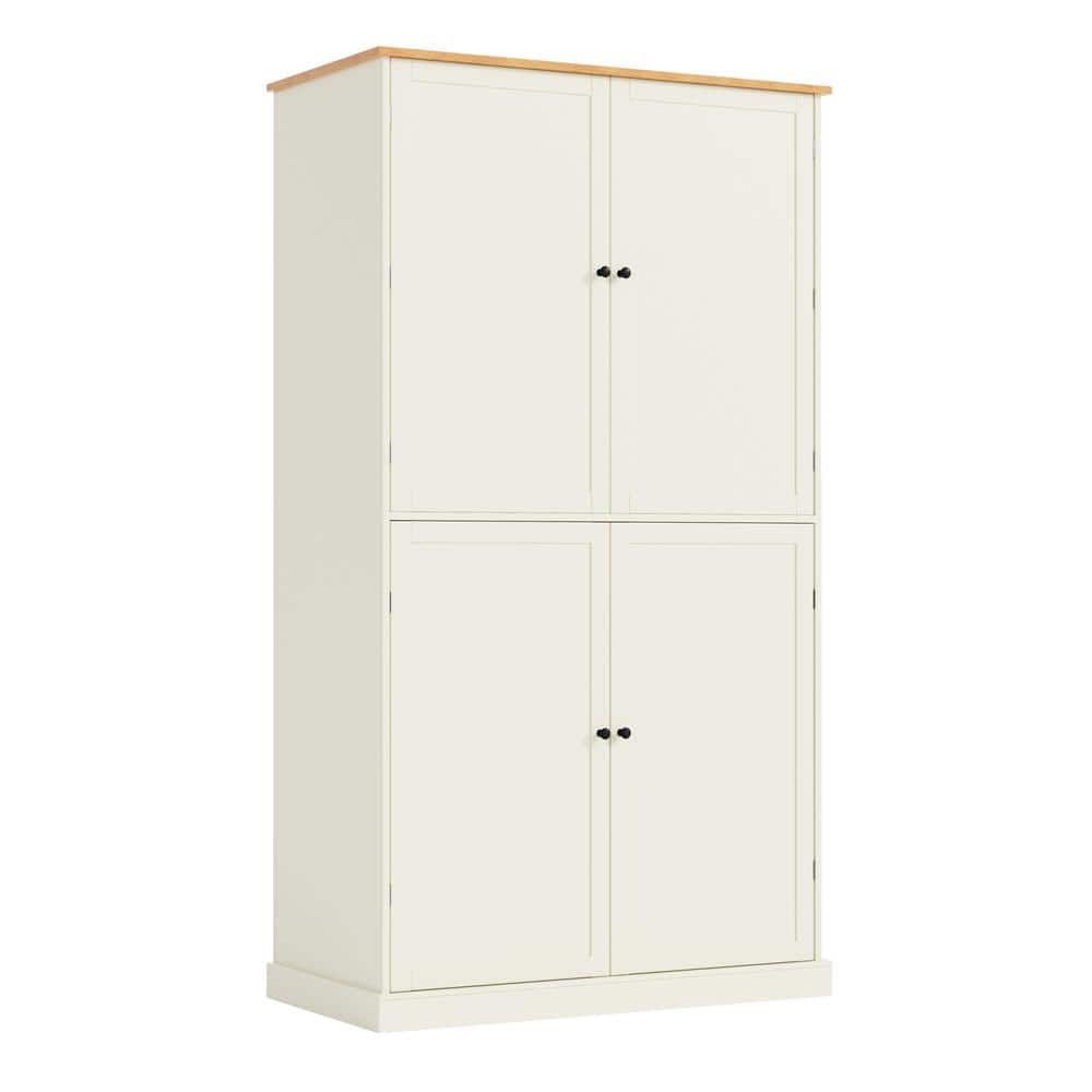 39.8 in. W x 20 in. D x 71.3 in. H Beige Linen Cabinet with 2