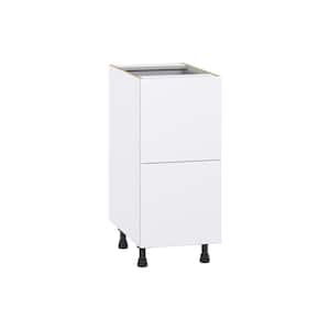 Fairhope Bright White Slab Assembled Base Kitchen Cabinet with 2 Drawers (15 in. W x 34.5 in. H x 24 in. D)