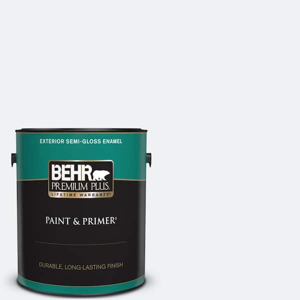 BEHR PREMIUM PLUS 1 gal. #BL-W10 Maui Mist Semi-Gloss Enamel Exterior Paint & Primer