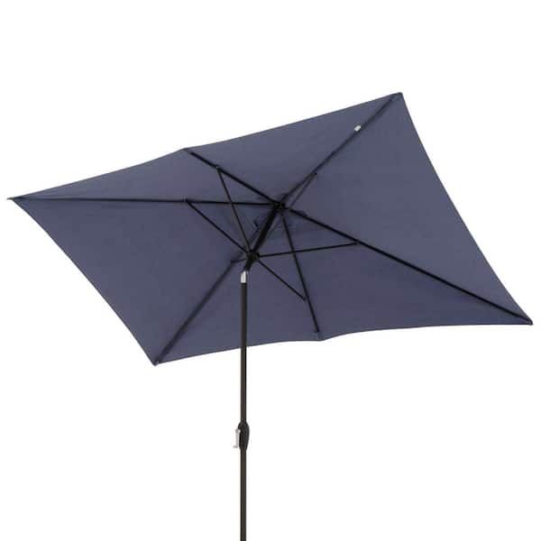 Hampton Bay 10 ft. x 6 ft. Aluminum Patio Umbrella in Sky Blue with Push-Button Tilt