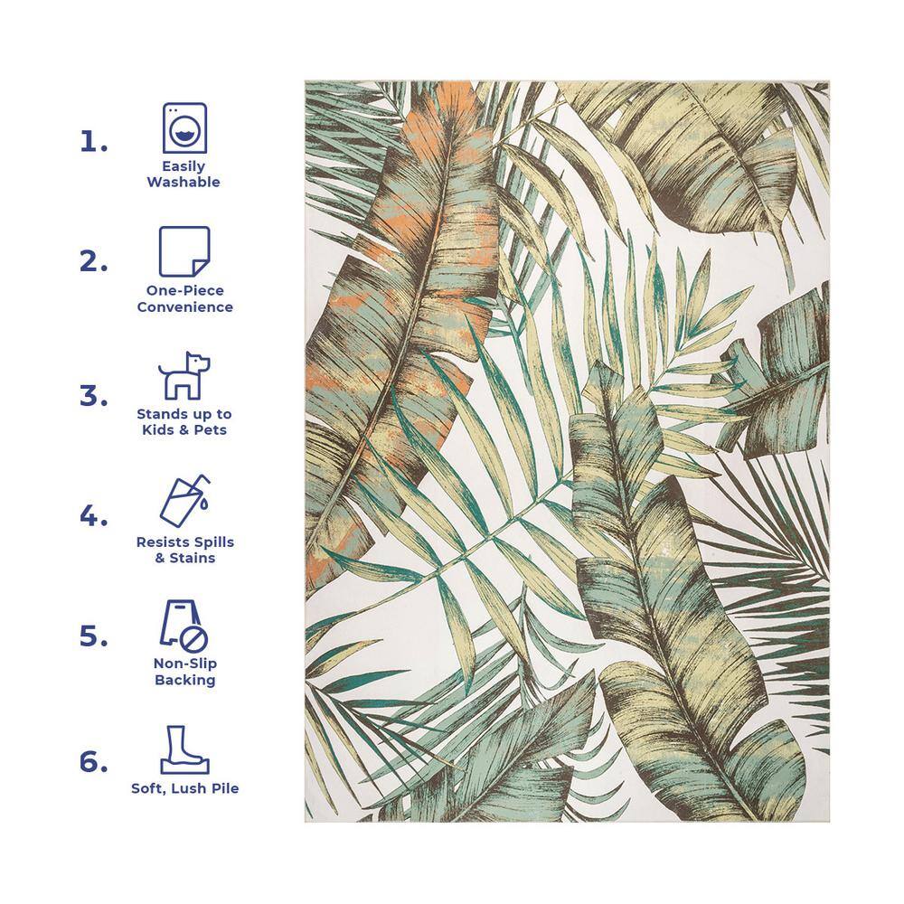 Eco-Friendly Olive Leaf 6' x 9' Synthetic Reversible Area Rug