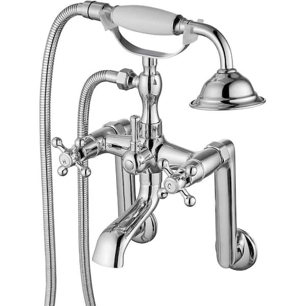 Unbranded Single-Handle Claw Foot Tub Faucet with 6 in. Center Adjustable Swing Arms Tub Mount Short Adapter in. Polished Chrome