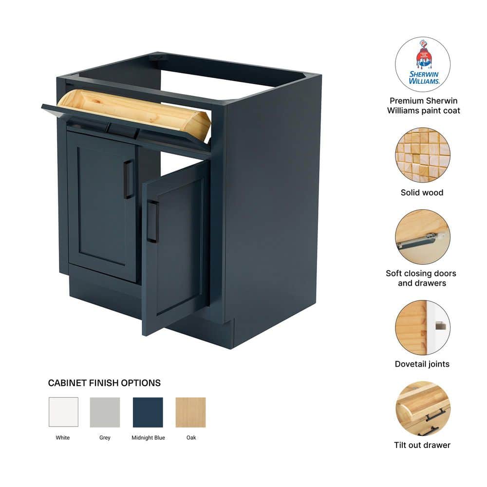 Midnight Blue Hardwood Single Freestanding Vanity Cabinet