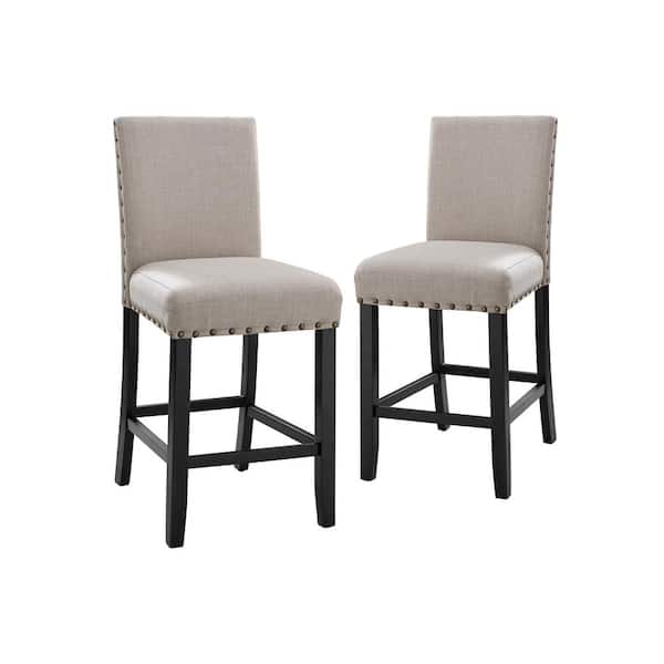 NEW CLASSIC HOME FURNISHINGS New Classic Furniture Crispin 41 in. Natural Beige Wood Counter Chair with Polyester Seat (Set of 2)