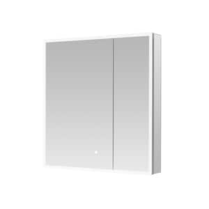Edge Royale 36 in. W x 32 in. H Rectangular Silver Recessed/Surface Mount Medicine Cabinet with Mirror and LED Lighting
