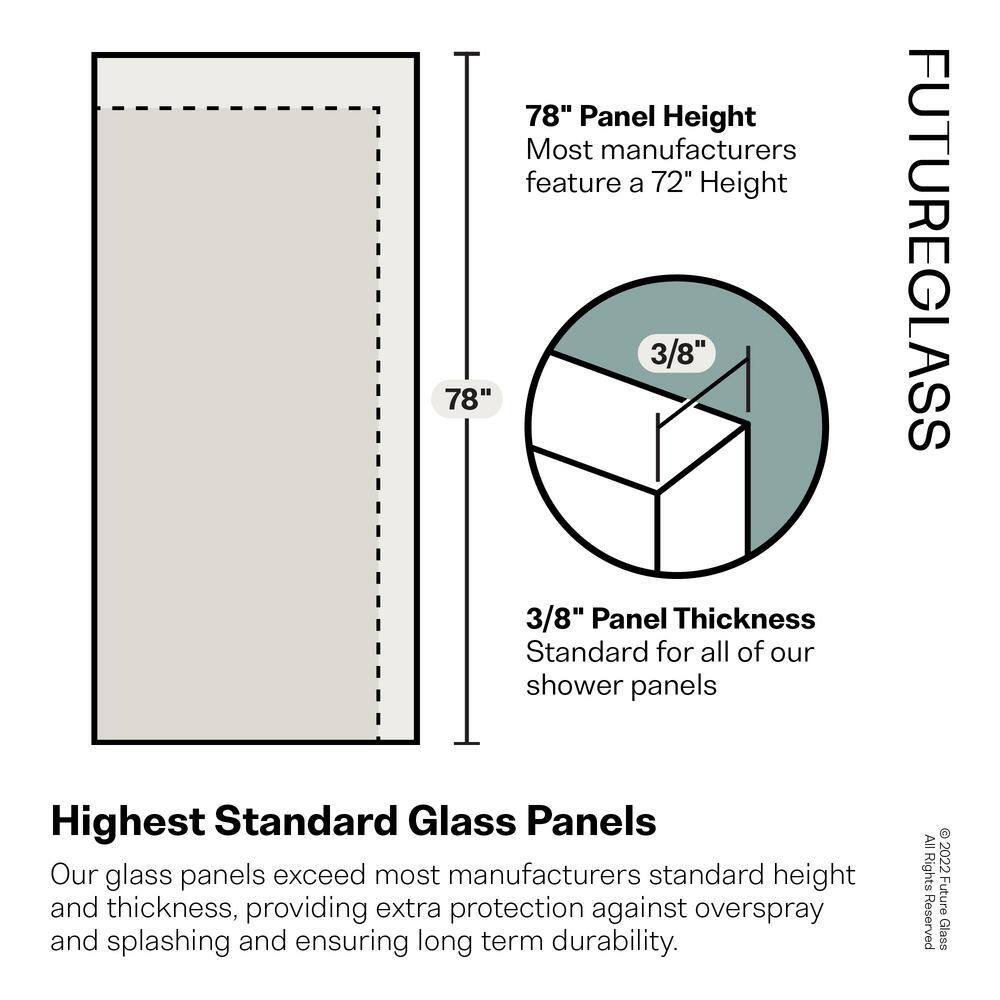 Matte Black Frameless Glass Corner Shower Enclosure, 78 in. Height