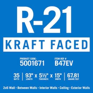 R-21 EcoBatt Kraft Faced Fiberglass Insulation Batt High Density 5-1/2 in. x 15 in. x 93 in. (15-Bags)