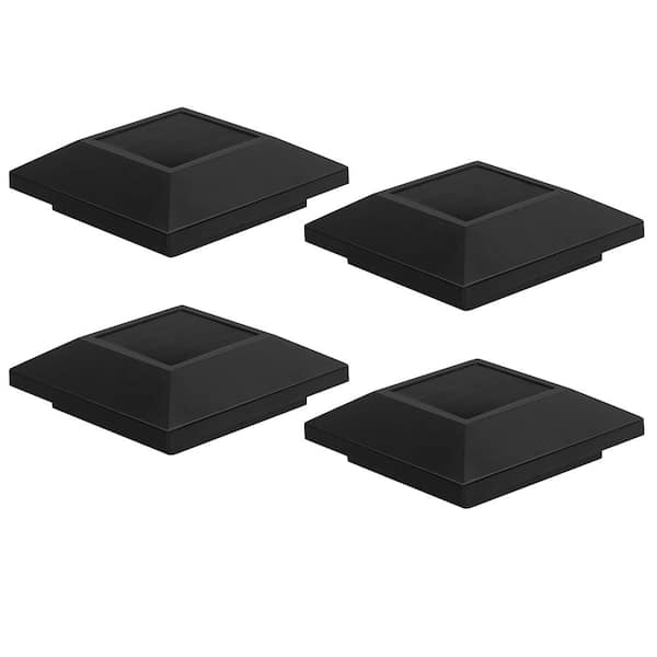 4-Pack 4 x 4 in Black LED Solar Outdoor Post Cap Lights