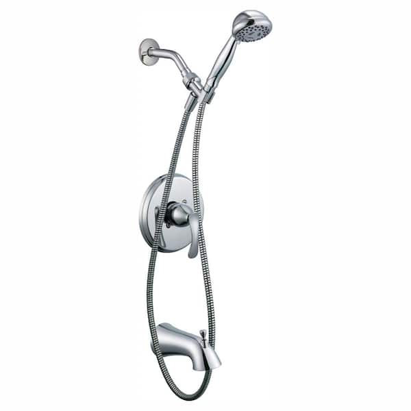 Glacier Bay Edgewood Single-Handle 3-Spray Tub and Shower Faucet in Chrome (Valve Included)