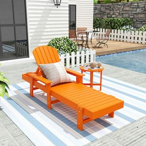 Altura 2-Piece Orange Classic Outdoor Patio Adjustable Back Adirondack Chaise Lounge Arm Chair and Round Side Table Set